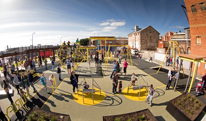 The newly constructed playground at Hart's Mill at Port Adelaide