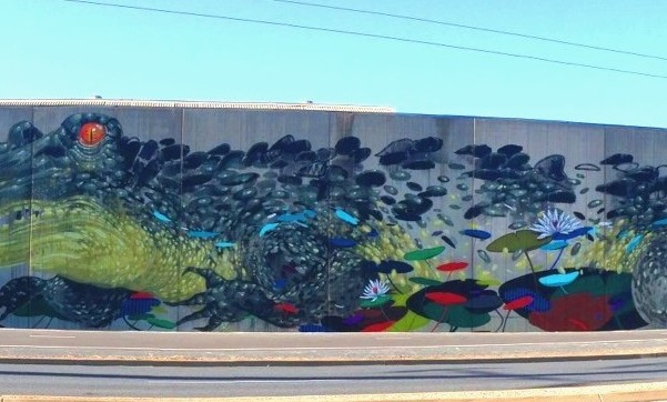 Mural at Port Adelaide painted as part of FELTmaps - a public art program sponsorted by Unexpected Port