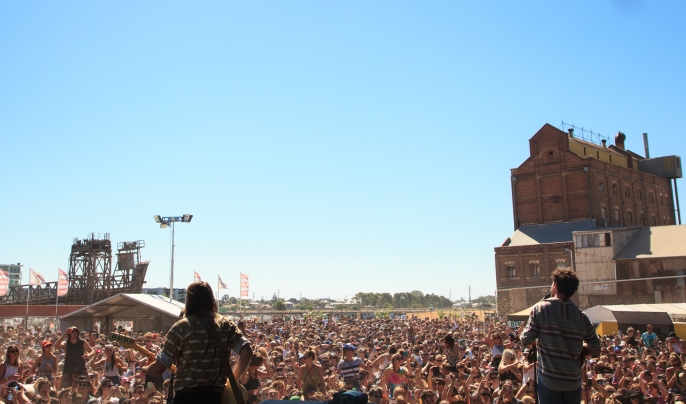 Crowds enjoy the St Jerome's Laneway Festival at Port Adelaide