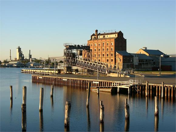 A view across the water at historic Hart's Mill